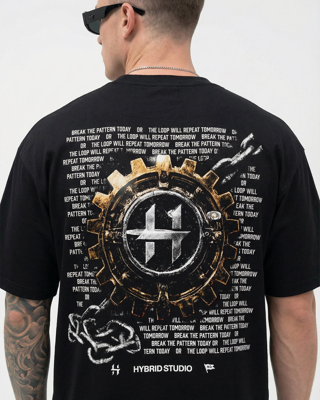 "BREAK THE PATTERN TODAY" BLACK OVERSIZED T-SHIRT