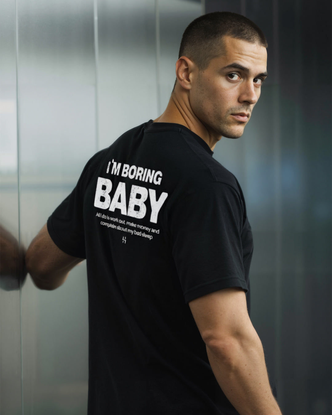 TRICOU OVERSIZED "I'M BORING BABY" NEGRU