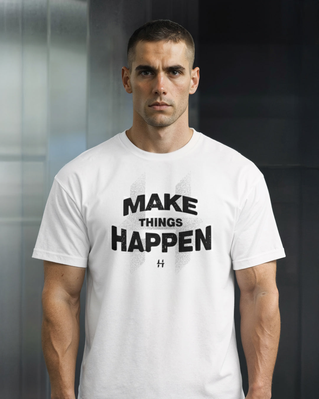 TRICOU OVERSIZED "MAKE THINGS HAPPEN" ALB