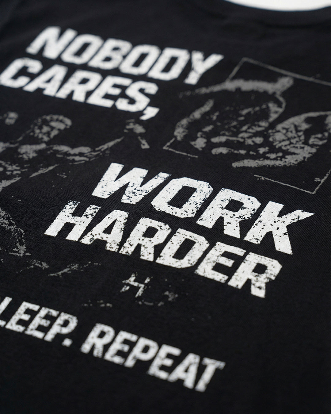 "NOBODY CARES WORK HARDER" BLACK OVERSIZED T-SHIRT