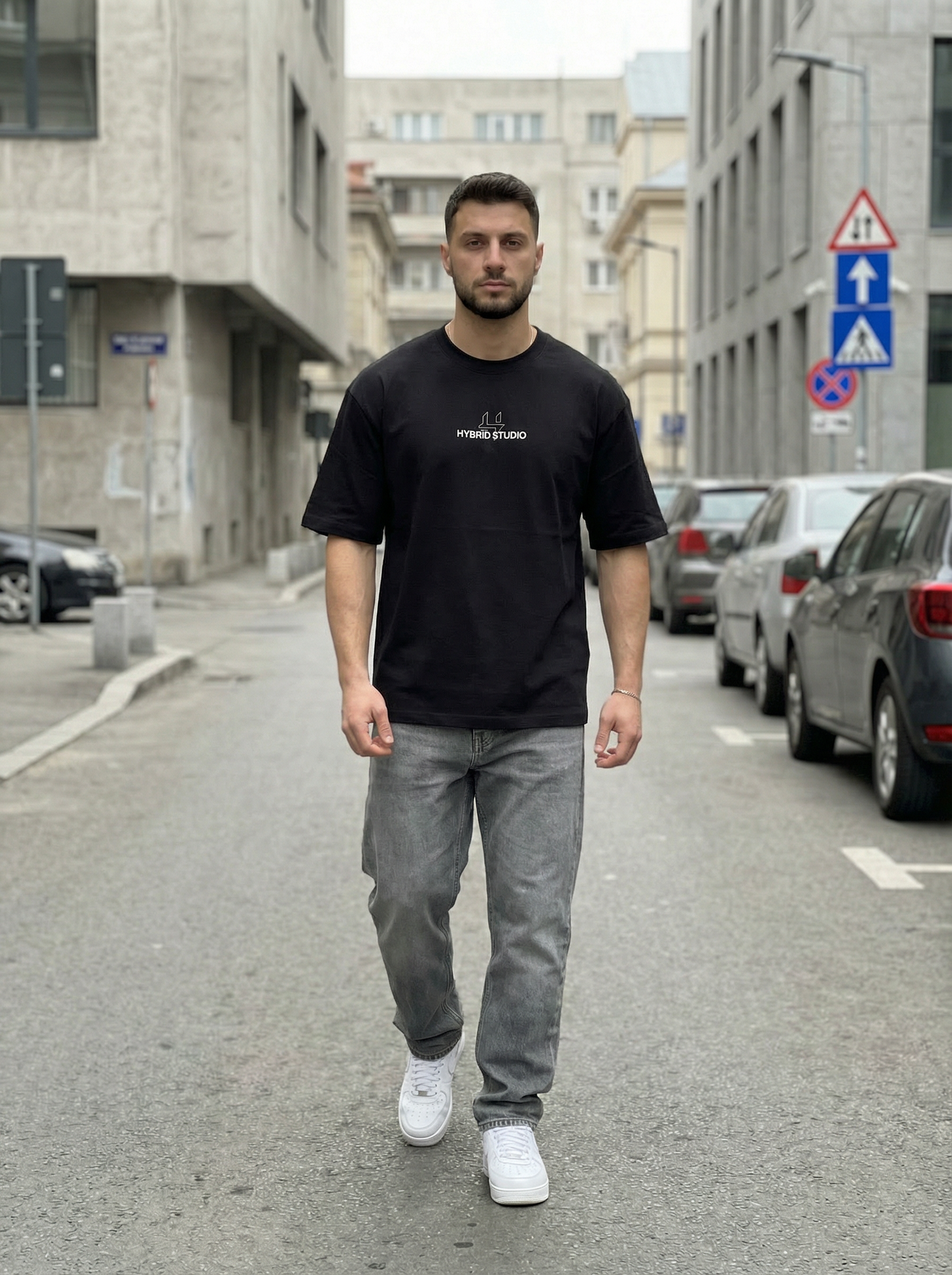 TRICOU OVERSIZED "HYBRID MANIFESTO" NEGRU