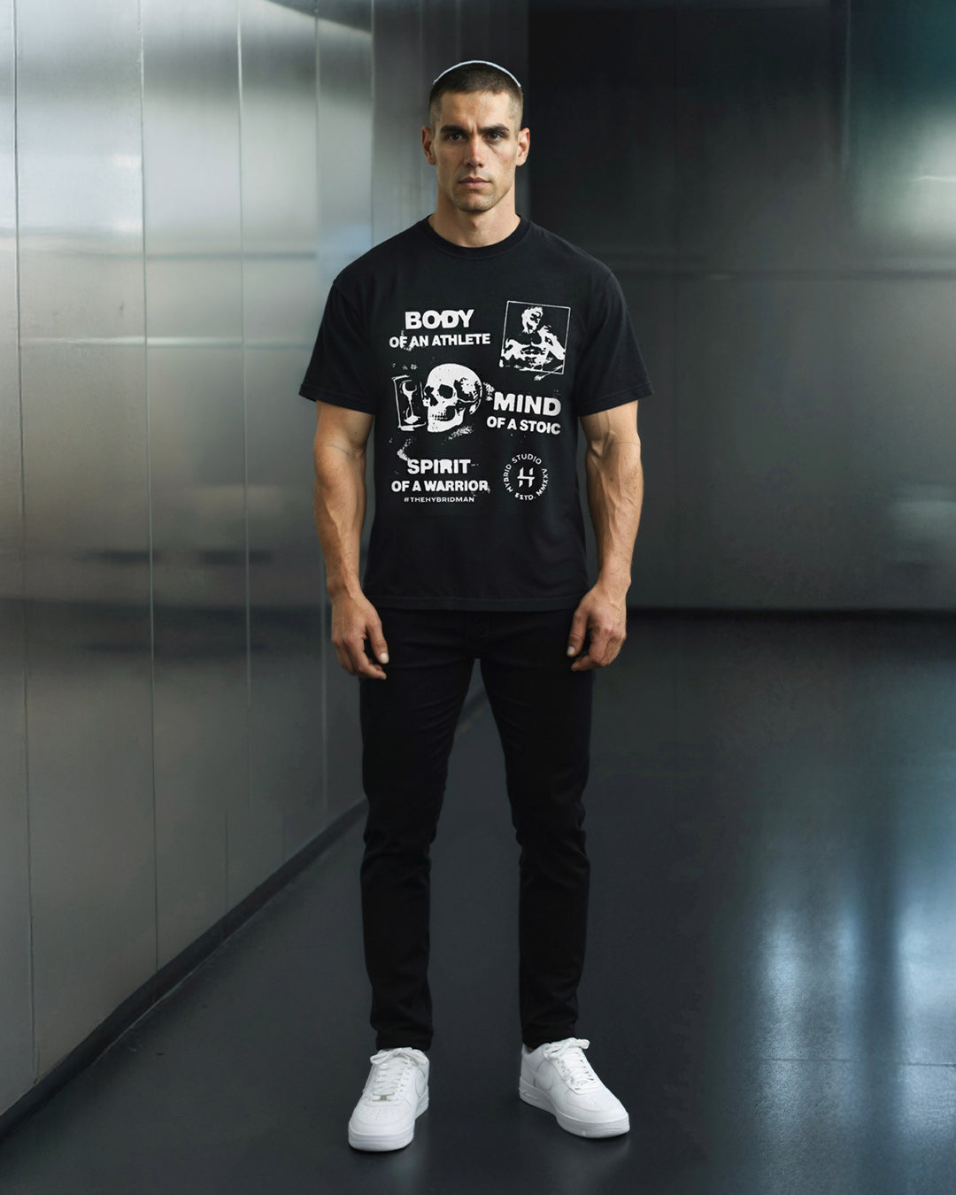 TRICOU OVERSIZED "MIND BODY SPIRIT" NEGRU