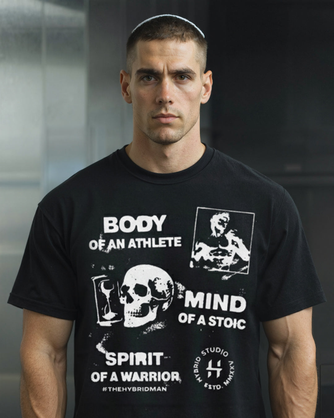 TRICOU OVERSIZED "MIND BODY SPIRIT" NEGRU