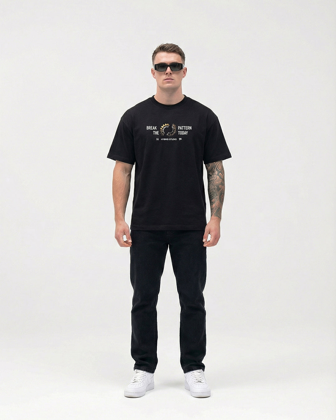 "BREAK THE PATTERN TODAY" BLACK OVERSIZED T-SHIRT