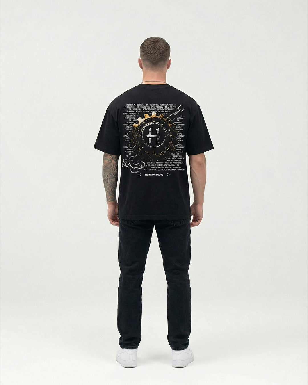 "BREAK THE PATTERN TODAY" BLACK OVERSIZED T-SHIRT