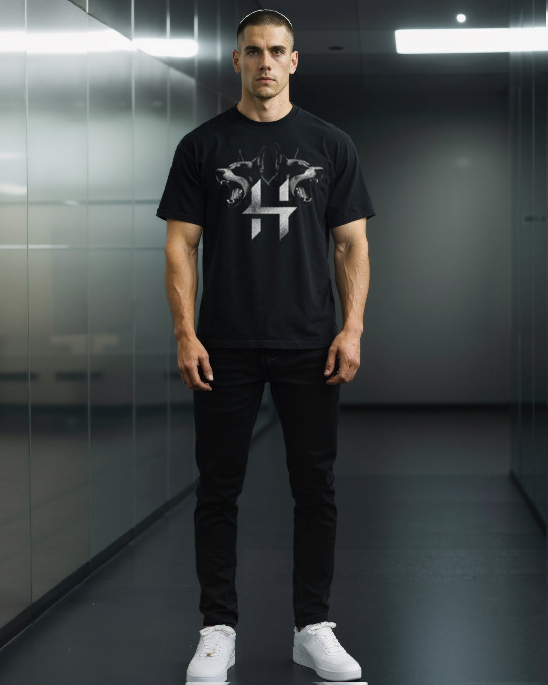 TRICOU OVERSIZED "HOUNDS" NEGRU