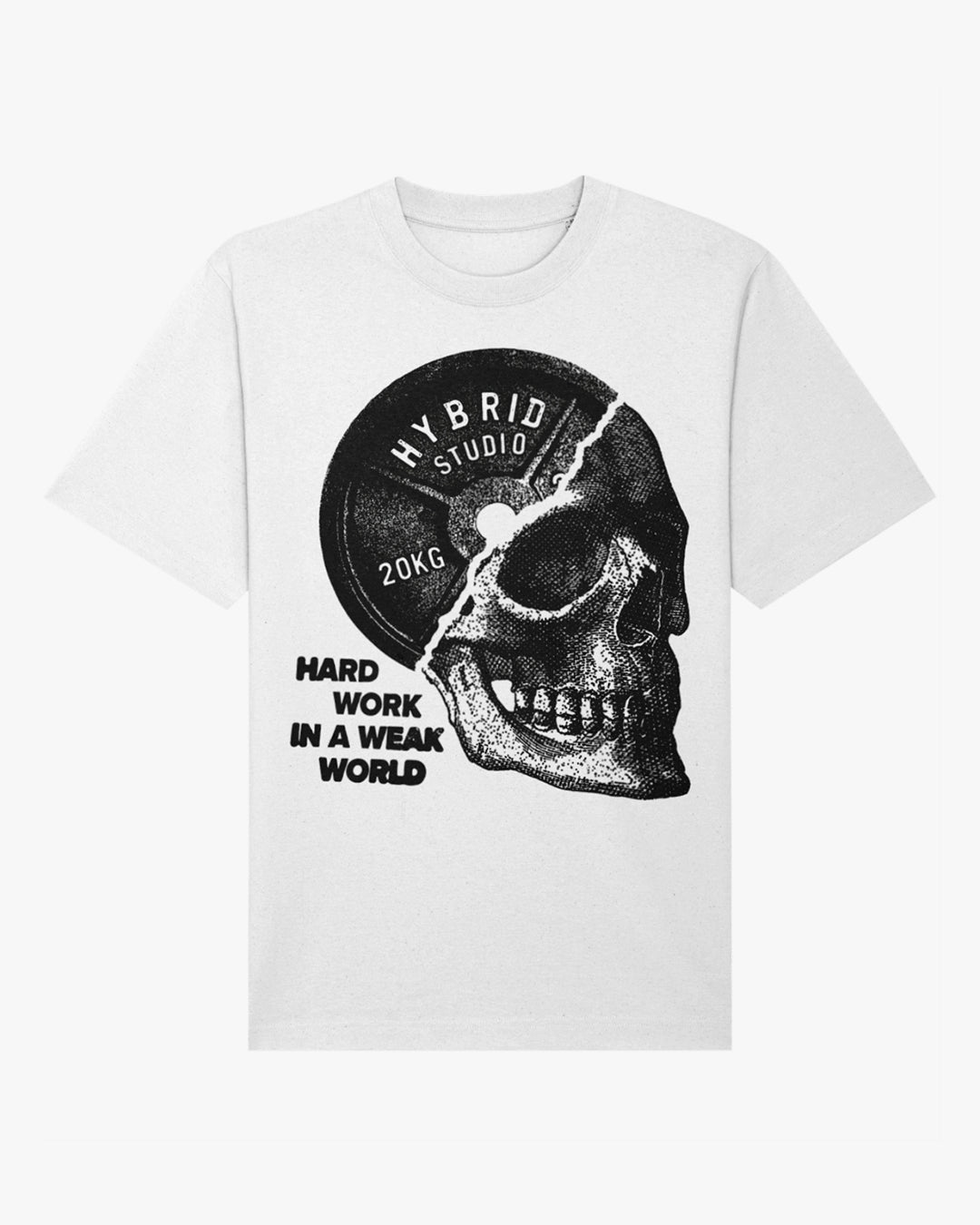 TRICOU OVERSIZED "HYBRID SKULL" ALB