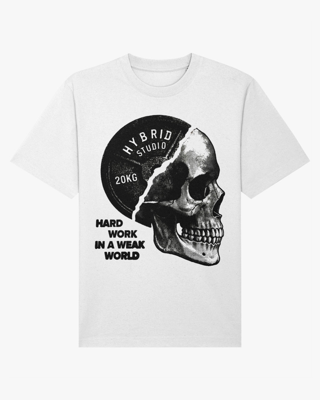 "HYBRID SKULL" WHITE OVERSIZED T-SHIRT