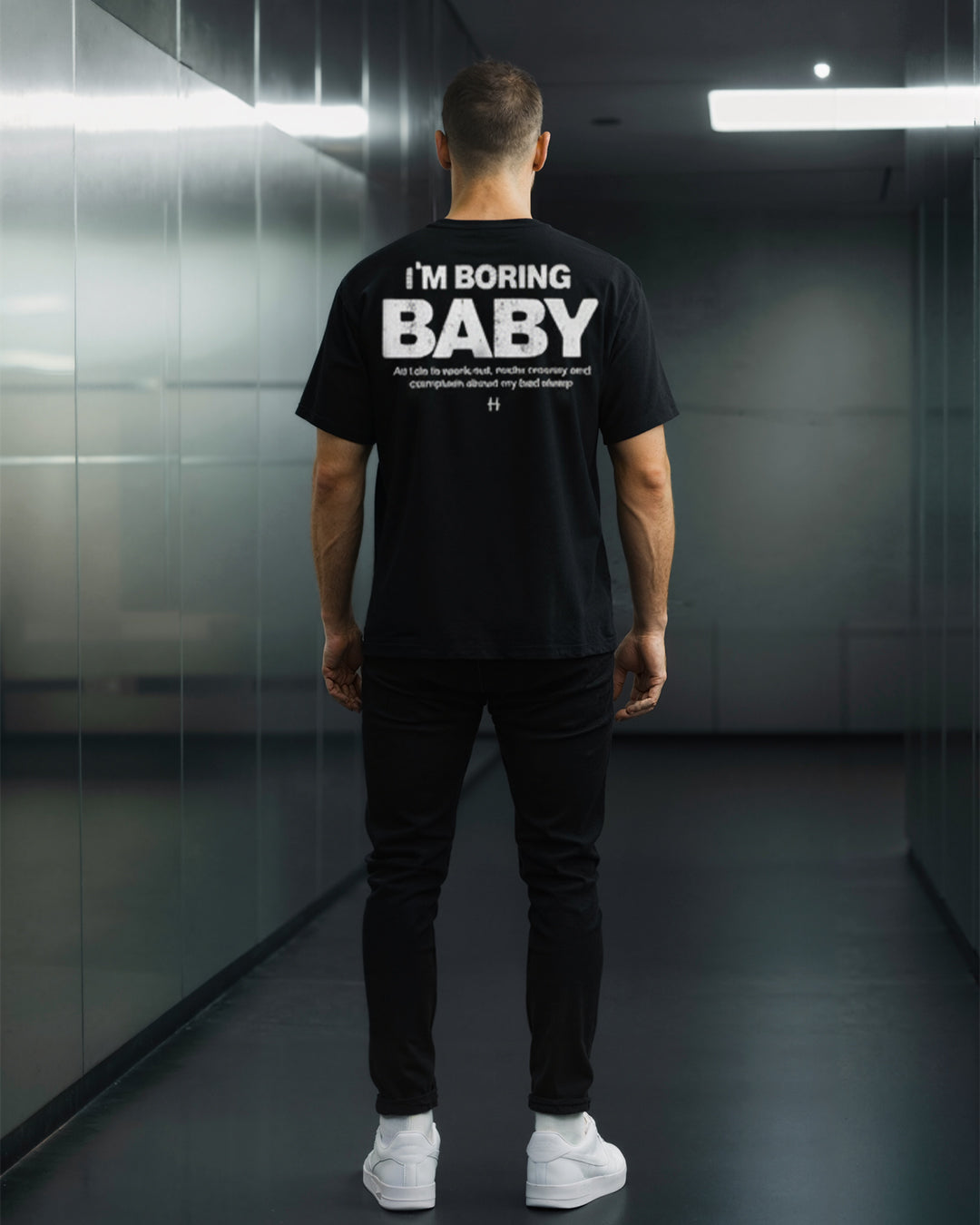 TRICOU OVERSIZED "I'M BORING BABY" NEGRU