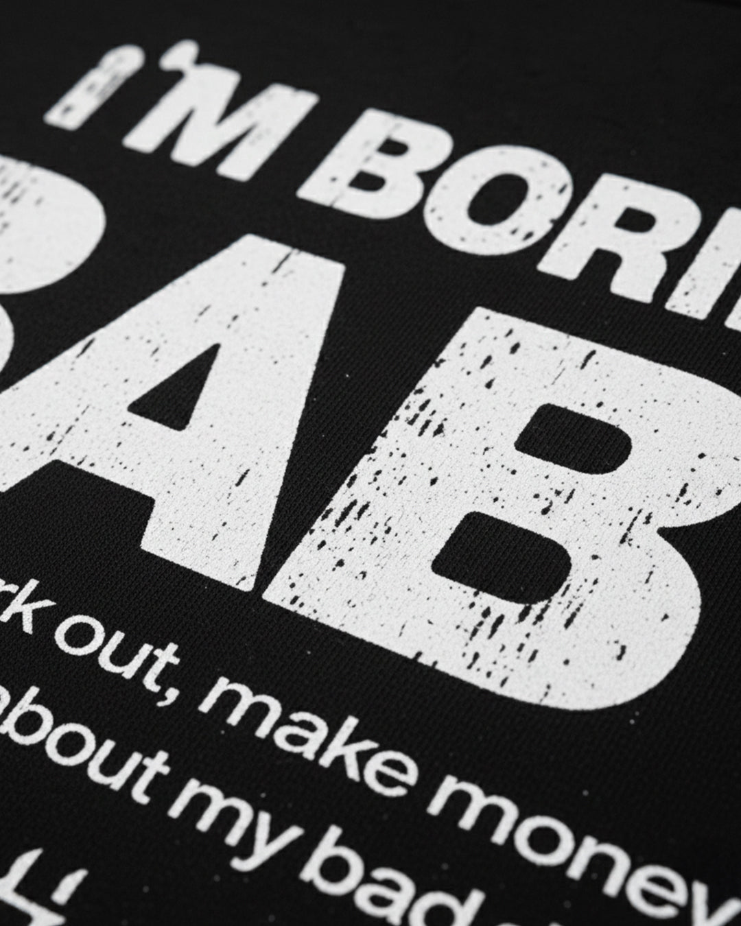 TRICOU OVERSIZED "I'M BORING BABY" NEGRU