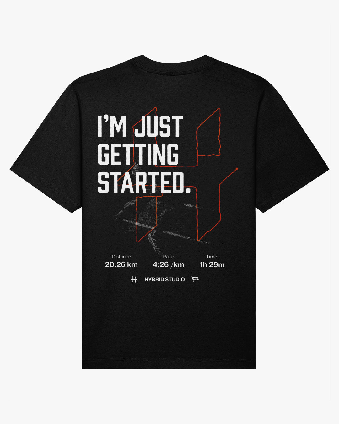 "I'M JUST GETTING STARTED" BLACK OVERSIZED T-SHIRT