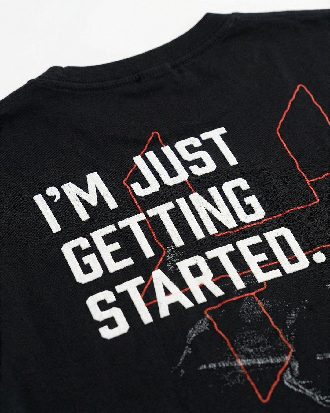 "I'M JUST GETTING STARTED" BLACK OVERSIZED T-SHIRT