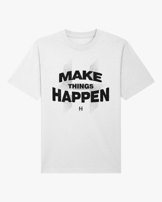 TRICOU OVERSIZED "MAKE THINGS HAPPEN" ALB