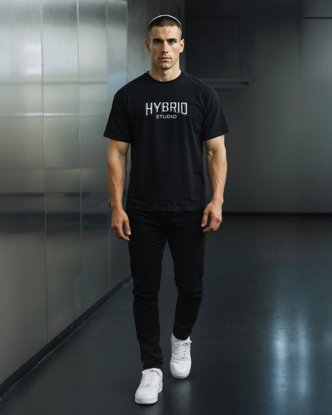 TRICOU OVERSIZED "HYBRID METAL" NEGRU