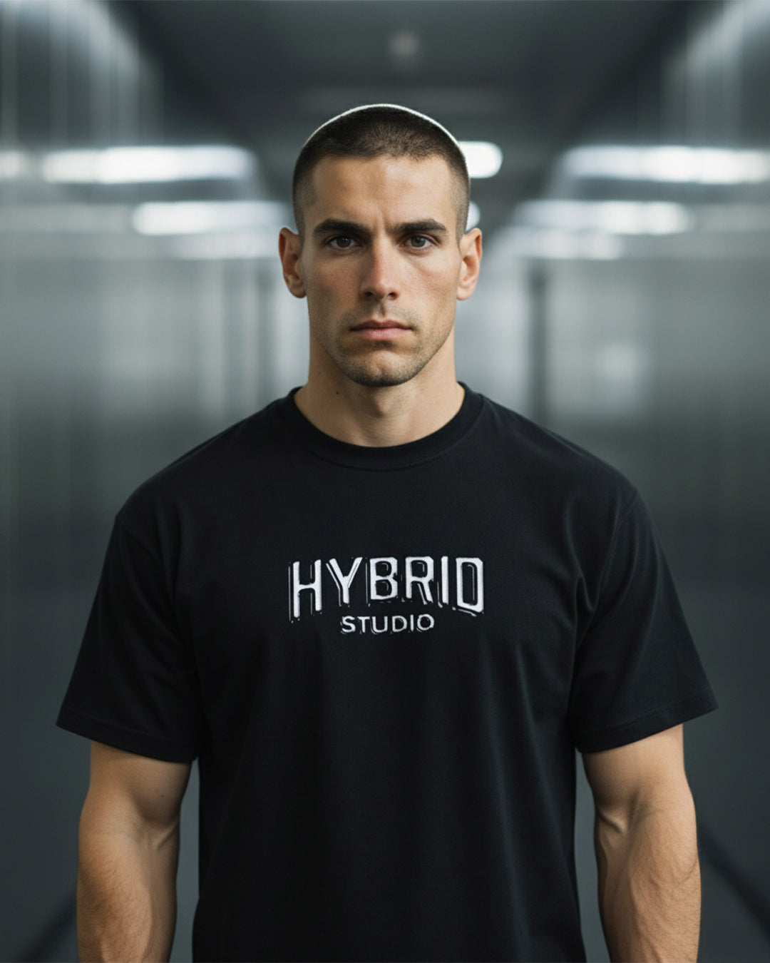 TRICOU OVERSIZED "HYBRID METAL" NEGRU