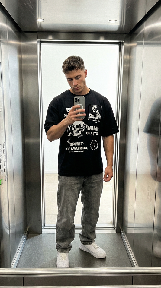 TRICOU OVERSIZED "MIND BODY SPIRIT" NEGRU