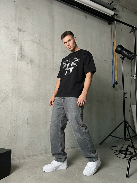 TRICOU OVERSIZED "HOUNDS" NEGRU