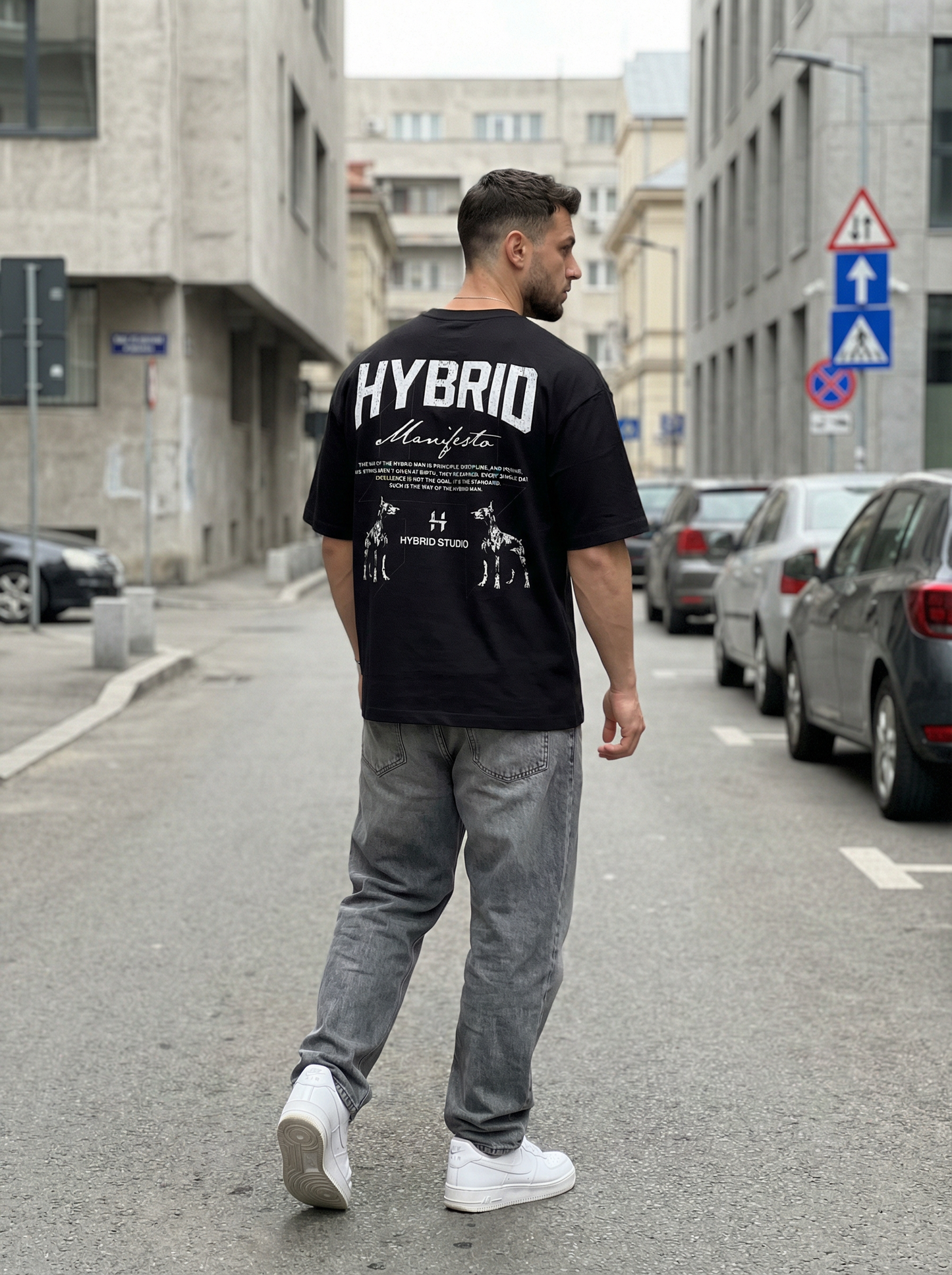TRICOU OVERSIZED "HYBRID MANIFESTO" NEGRU